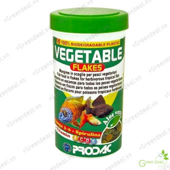 PRODAC - Vegetable Flakes (Lọ 20 gram) | Thức ăn khô có tinh chất nha đam và tảo xoắn cho cá cảnh thủy sinh