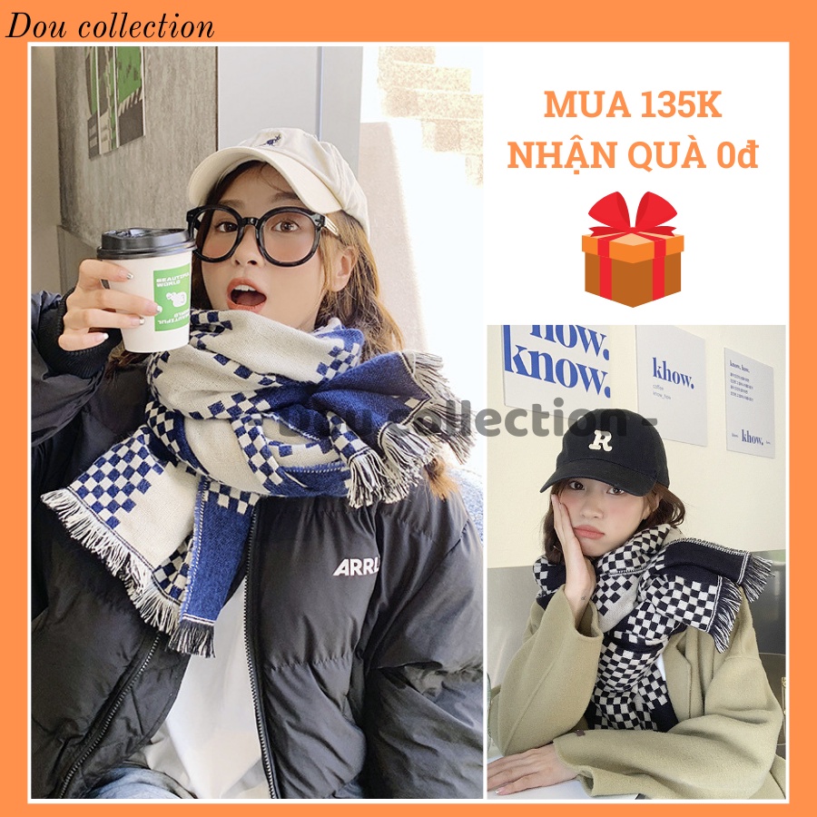 Khăn quàng cổ len cao cấp giữ ấm mùa đông họa tiết caro - 70x200cm - pjn.arc - mã ln011