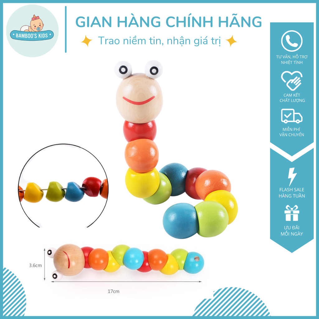 Đồ Chơi Con Sâu Gỗ - Uốn Dẻo, Nhiều Màu Sắc, Gỗ Tự Nhiên An Toàn Cho Bé - Con sâu gỗ uốn dẻo, đồ chơi sẫu gỗ, đồ chơi con sâu uốn dẻo, đồ chơi con sâu gỗ uốn dẻo, con sâu uốn dẻo
