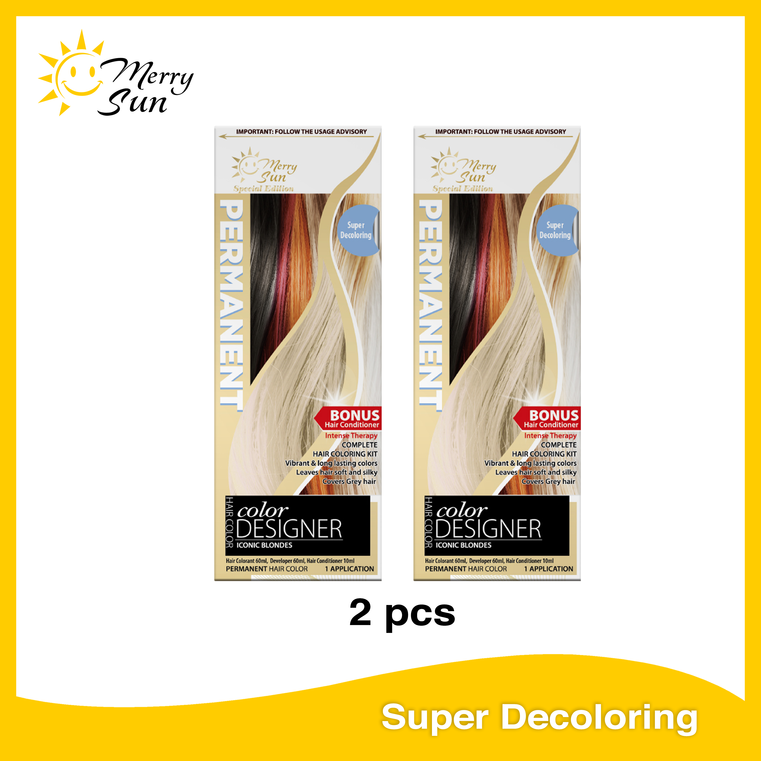 Merry Sun Permanent Hair Color “Special Edition” Super Decoloring, Vibrant  Long-lasting colors, Leaves hair soft and silky, with Hair Bleaching Kit  Lazada PH