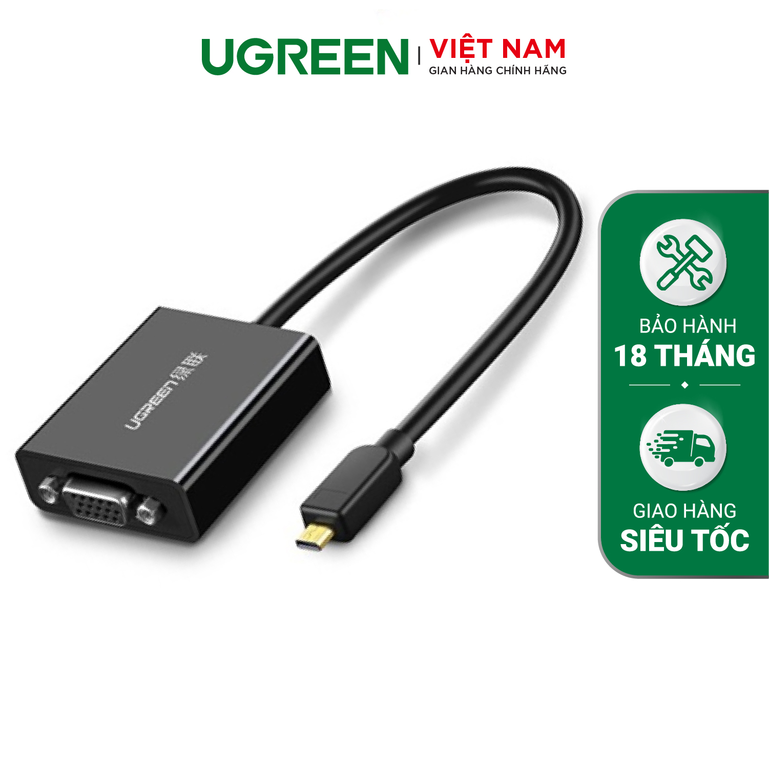 [VOUCHER 9% TỐI ĐA 100K]Bộ chuyển đổi Micro HDMI sang VGA UGREEN MM111 Hỗ trợ 1920*1080P màu đen - Hàng phân phối chính hãng - Bảo hành 18 tháng 1 đổi 1