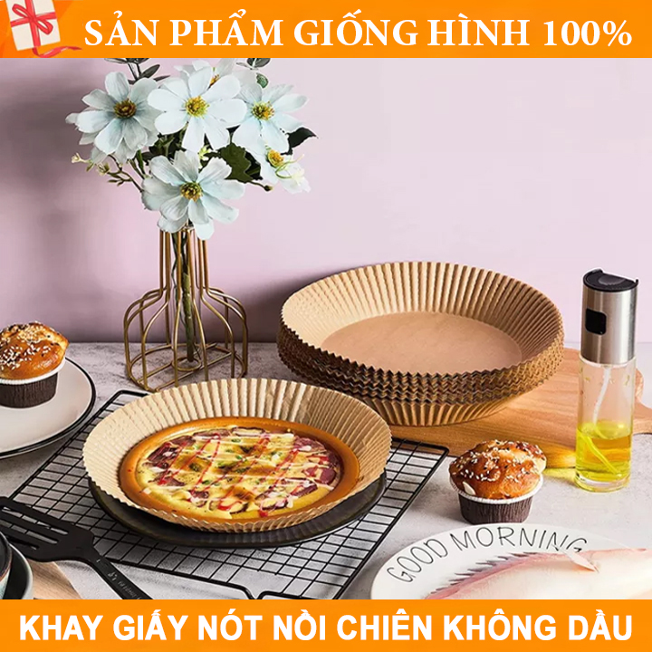 Giấy nến vàng khay lót nồi chiên không dầu - Set 50 khay giấy lót nồi chiên không dầu, khuôn lót nồi chiên chống thấm chống nước chống dính tiện lợi,1 tệp 50 khuôn phù hợp với nồi chiên không dầu, đa năng tiện dụng