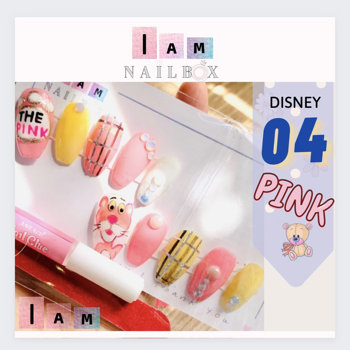 Nailbox thiết kế hoạt hình gấu pink