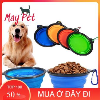 Bát ăn uống du lịch silicon chó mèo - Bát ăn nhựa, khay ăn du lịch cho chó, mèo - MayPet