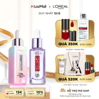 Bộ 2 Serum siêu cấp ẩm Hyaluronic Acid 1.5% 30ml & dưỡng sáng mờ thâm Glycolic 30ml