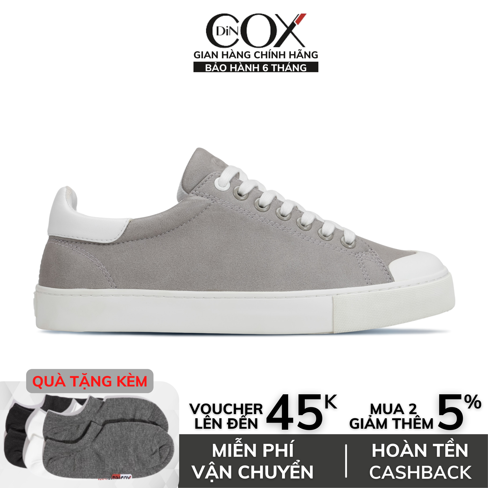 Giày thể thao Nam chính hãng Dincox Shoes - C13 Grey, Giày thể thao đế bằng