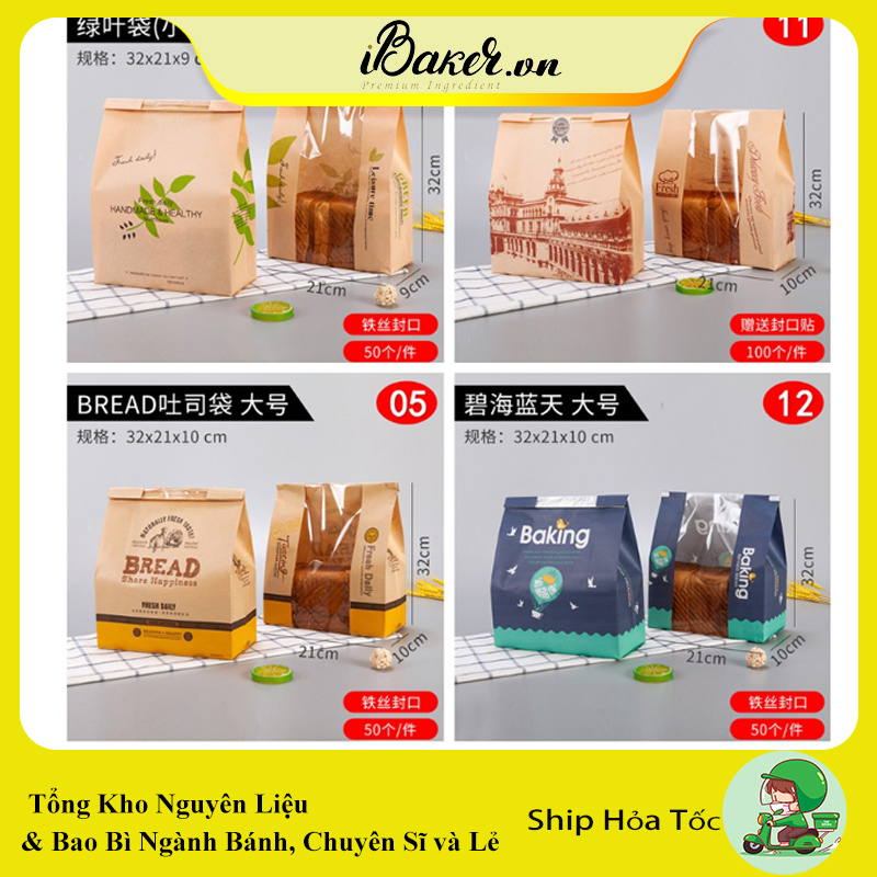 Túi bánh mì ngang đựng bánh mì hoa cúc/ bánh mì sandwich