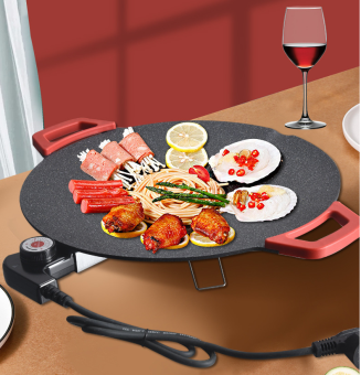 Chảo Đá Nướng Thịt Hàn Quốc, Chảo điện Gang Nướng Thịt Đa Năng Nướng BBQ, Chảo Đá Nướng Chống Dính Size 40cm, Chảo Gang Chống Dính Và Chống Gỉ Chắc Chắn, chảo nướng đá chống dính, chảo đá nướng thịt,.chảo gang nướng