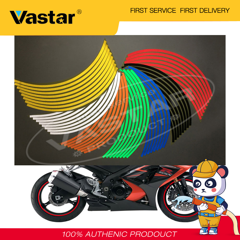 Vastar (Màu Xanh Lá Cây) 1 Bộ 16 Dải 18 Inch Phản Quang Miếng Dán Bánh Xe Vành Sọc CuộN Đề Can, Vành Phản Quang Băng Bánh Xe Sọc Decal TRIM Cho Xe Gắn Máy Bánh Xe 18, Cường Độ Cao Lớp Phản Quang An Toàn Băng Rim Cho Xe Đạp Xe Mô Tô Xe Ô Tô