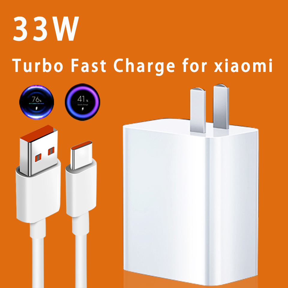 【Còn Hàng】bộ Sạc Cho Xiaomi Bộ Sạc Turbo 33W Với Cáp Type-C Cho Xiaomi Pad 5 Redmi Note 10 QC3.0 Cáp Sạc Điện Thoại Sạc Nhanh Cho Poco X3 NFC M2 Pro Mi 10T 5G 11X