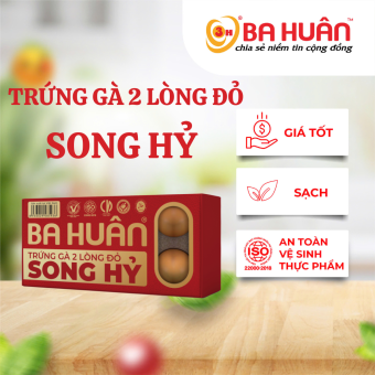 Trứng gà 2 lòng đỏ Song Hỷ Ba Huân - Quà tặng cao cấp - Trứng công nghiệp