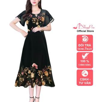 ShopPRO -Đầm Dự Tiệc Trung Niên Cao Cấp Đầm Đẹp Tuổi Trung Niên Đầm Xòe Trung Niên Cho Mẹ Tuổi 40 Tuổi 50 BigSize Eo Rộng Tay Ngắn Đầm Trung Niên Nữ Cao Cấp Vải Voan Mềm Mịn Cho Mẹ Dự Tiệc U50 U60 3339 3254