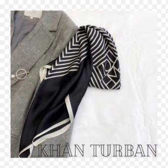 Khăn turban lụa vuông csize 70x70cm thanh lịch phong cách nữ tính đa năng có thể dùng làm áo yếm in sọc - Khanturban