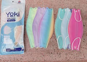 Khẩu Trang 4D Yoki hàng cty 4 lớp kháng khuẩn - Màu tím - xanh galaxy- cầu vồng (bịch 6 cái)