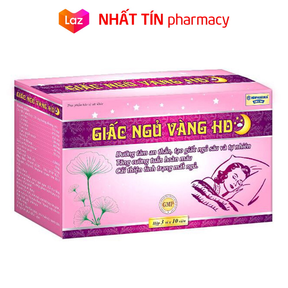 Viên uống ngủ ngon Giấc Ngủ Vàng dưỡng tâm an thần giảm stress mất ngủ - Hộp 30 viên - NHẤT TÍN PHARMACY