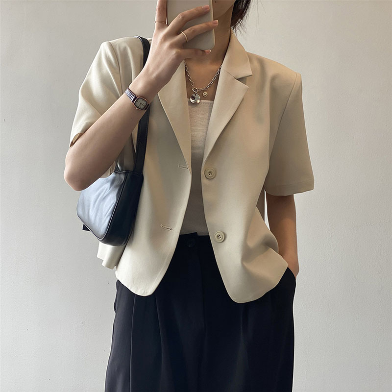 Áo khoác blazer nữ ngắn tay dáng ngắn công sở thanh lịch thời trang sugal ao khoac nu 002v4
