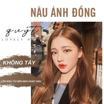 NÂU ĐỒNG- nhuộm tóc màu nâu cam đồng màu nhuộm không tẩy tóc KAMI 100ML + TẶNG kèm trợ nhuộm