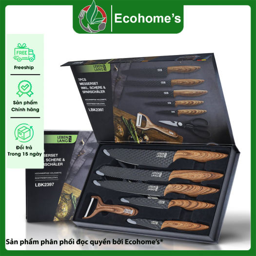 Bộ dao bếp thép cao cấp không gỉ 5-7 món LEBENLANG nhập khẩu chính hãng của Đức mẫu mã đẹp, combo dao làm bếp cao cấp thép không gỉ chống dính