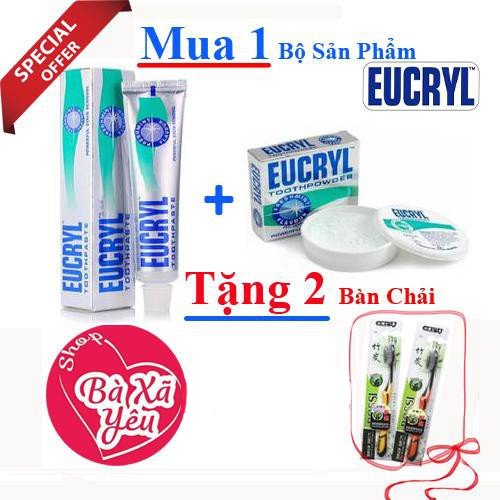 Combo kem đánh răng 62g và bột tẩy trắng răng Eucryl 50g