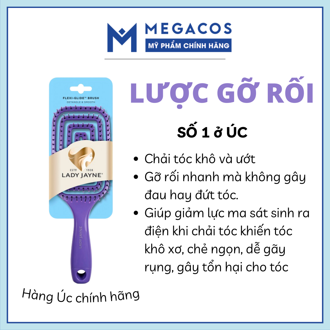 Lược gỡ rối detangling brush lady jayne bản dude wet brush