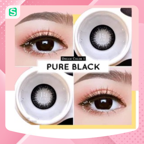 Lens- kính áp tròng đen đủ độ cận từ 0-6 độ, sử dụng 1 năm tặng kèm khay gương dụng cụ đeo