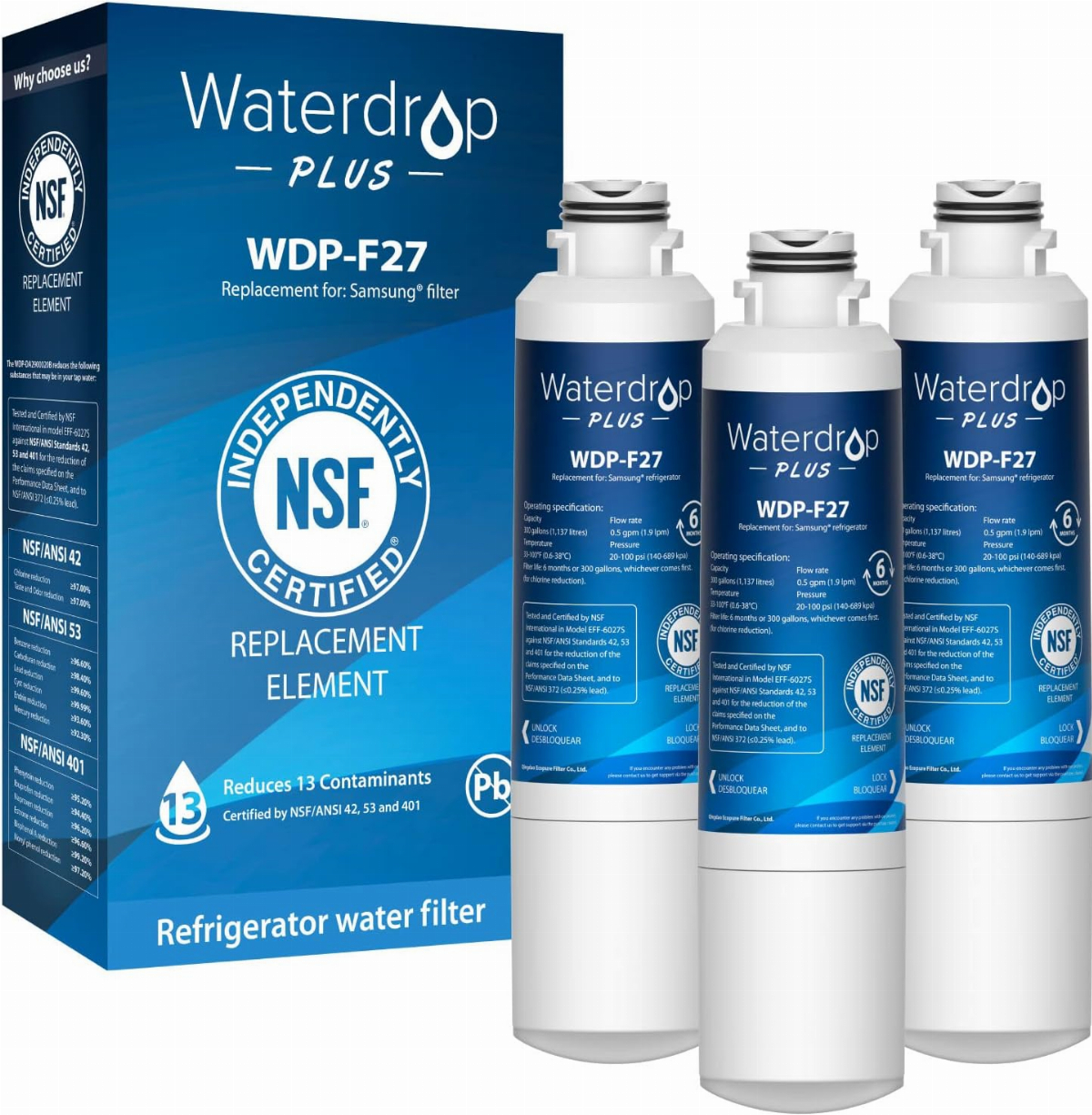 Waterdrop RF10-UF 0.01 Micron Replacement Filter Cartridge for  10UA/10UA-UF/10UB/10UB-UF Under Sink Water Filter, Reduces Lead, Chlorine,  Bad Taste 