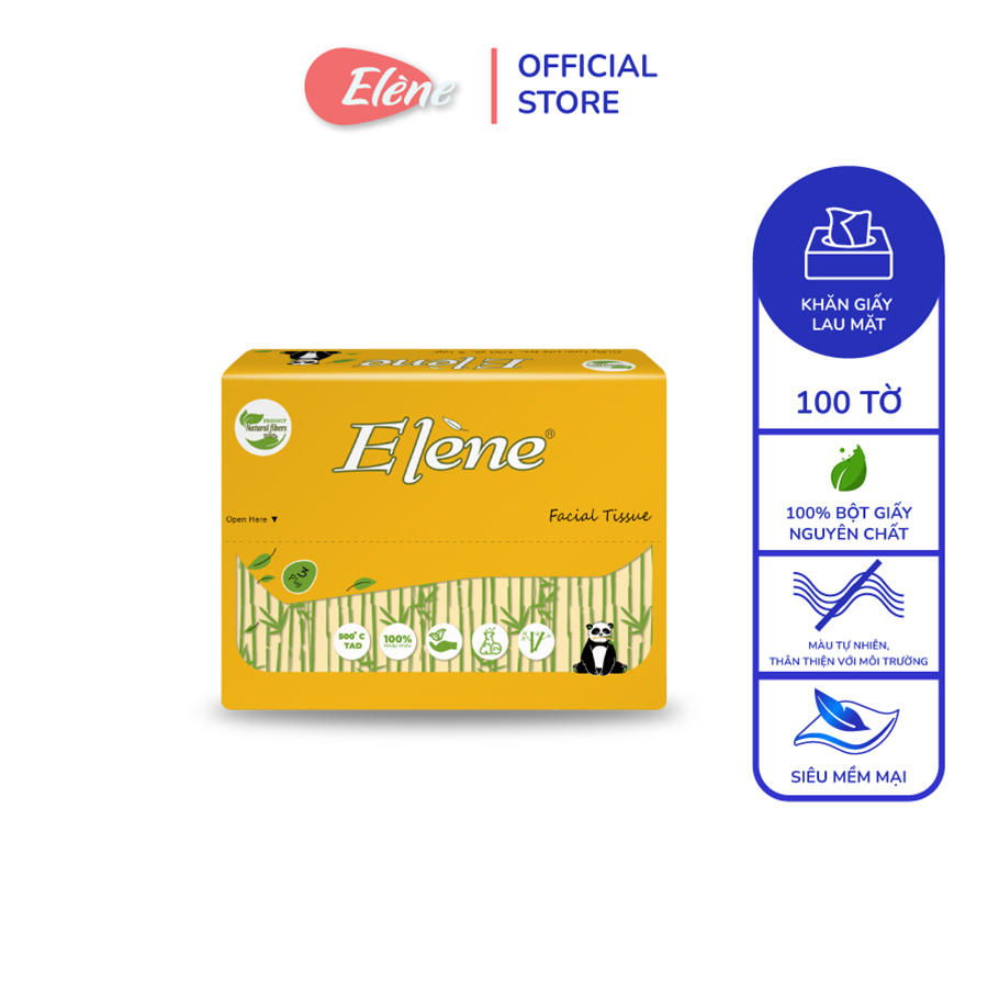 Combo 10 gói giấy rút lụa tre elene 100 tờ 3 lớp được làm từ 100% bột tre nứa siêu mềm