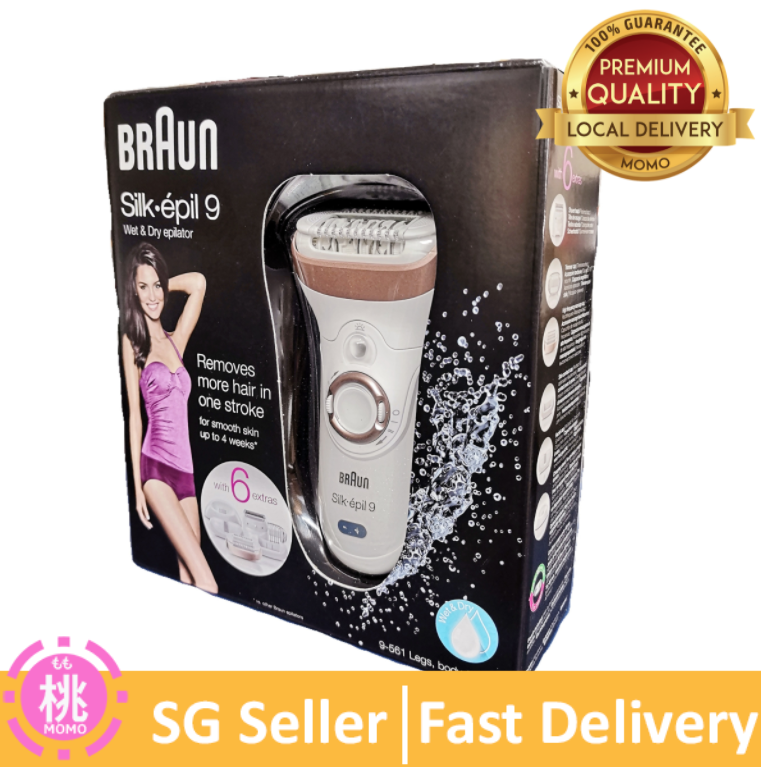 Braun Epilator Silk-épil 9 9-561 Wet and Dry Cordless Epilator/Epilation + 6 Extras