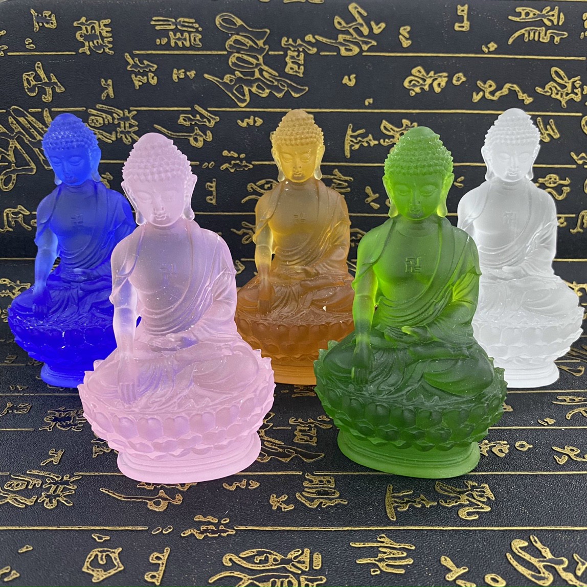 Tượng phật a di đà lưu ly cao cấp - cao 12cm trang trí taplo ô tô cầu bình an