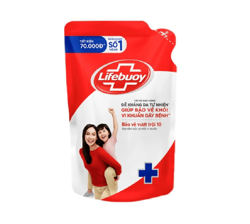 Sữa tắm sạch khuẩn Lifebuoy Bảo Vệ Vượt Trội 10 - Túi 850G