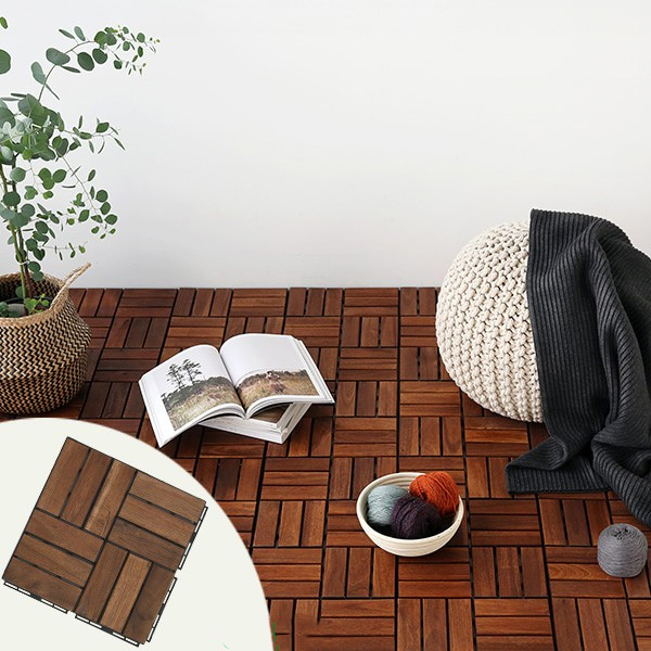 5 Tấm Vỉ Gỗ Lót Sàn Loại 12 Nan, Lót Sàn Sân Vườn Ban Công/Nhà Tắm/Hồ Bơi KT 30x30 cm Dày 2 cm -Sàn Gỗ Tự Lắp Đặt - Sàn Gỗ Tự Nhiên - Vỉ Gỗ Lót Ban Công- Vỉ dày chắc chắn chịu mọi thời tiết