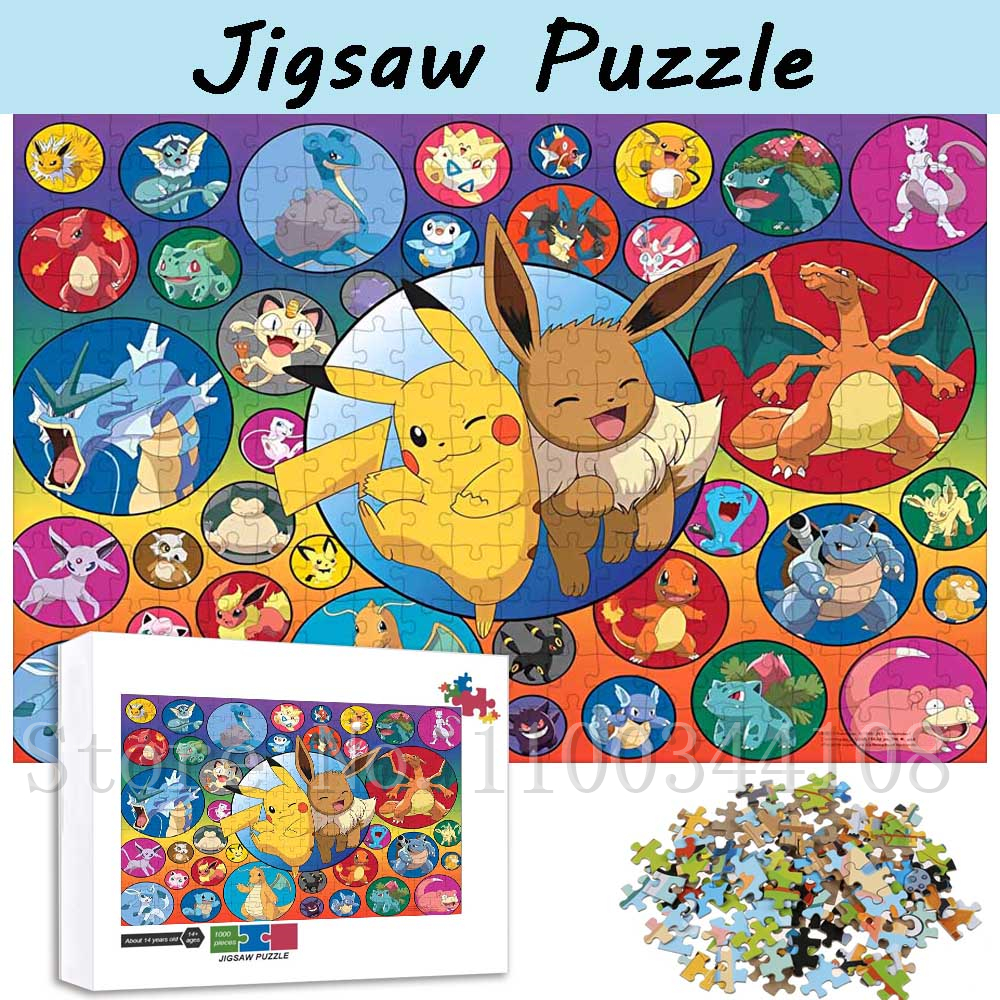 Pokemon Cartoon Jigsaw Puzzle 35/300/500/1000 Pieces Cardboard/wooden  Pikachu Puzzles Game for Adults