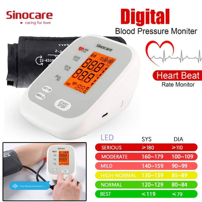 Sinocare Blood Pressure Monitor Rechargeable Bp Apparatus Monitor