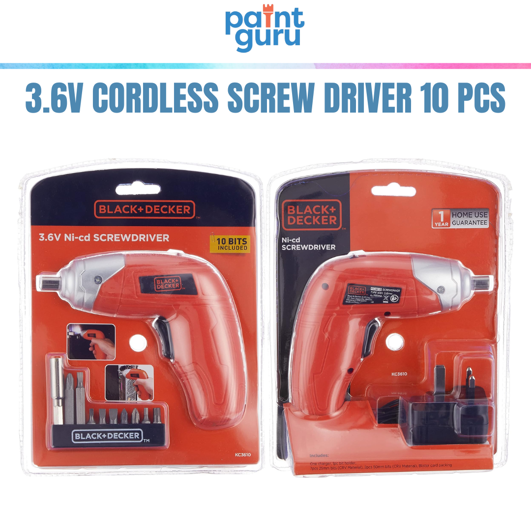 Buy Black+Decker 3.6V NiCd Cordless Screwdriver Kit, KC3610-IN Online At  Price ₹1029