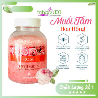 Muối tắm ngâm bồn hoa hồng Viherbsal dưỡng da, thư giãn, tẩy tế bào chết 1 kg Tinh Dầu 100 Store
