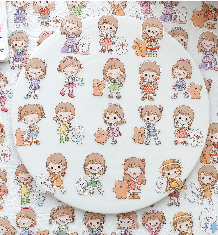 Túi 24 sticker cute họa tiết TELADO S9 dễ thương sáng tạo sổ tay, Set đồ chơi hình dán không thấm nước trang trí sổ tay siêu cute