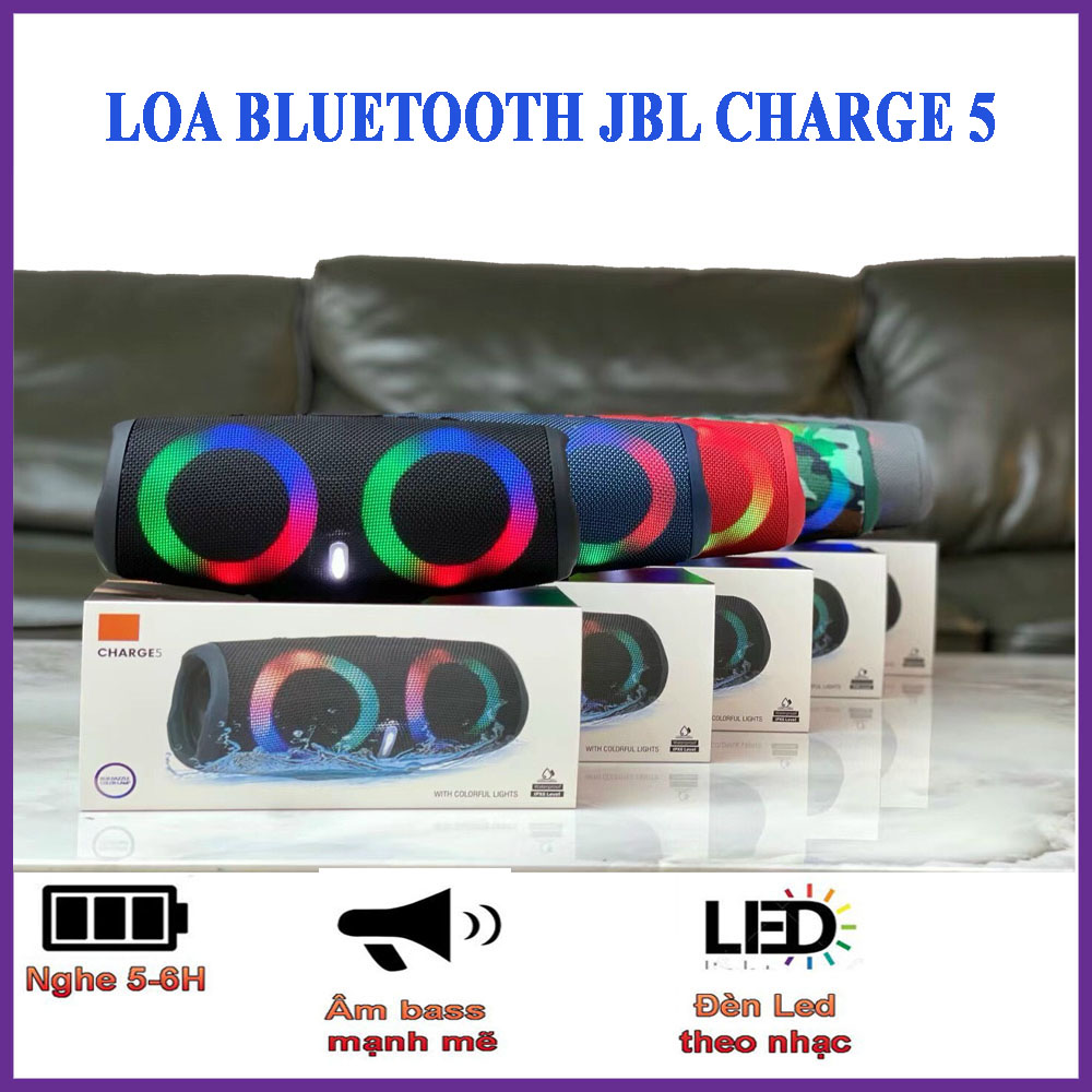 Loa Bluetooth JBL Charge 5 - Loa Nghe Nhạc Công Suất Lớn - Loa Bluetooth Bass Mạnh - Loa Di Động Cầm Tay Có Đèn Led Theo Nhạc - Khả Năng Chống Nước Chống Bụi Pin Khủng 2600mAh