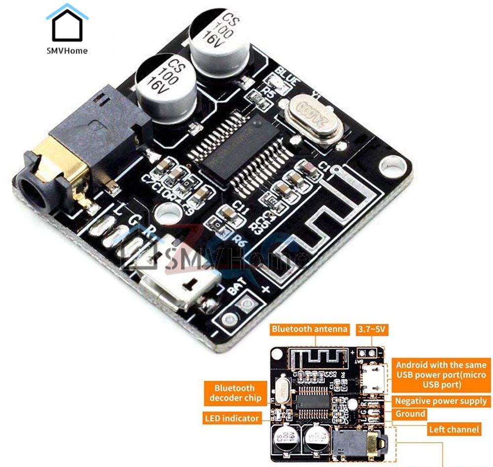 Mạch thu âm thanh nổi Bluetooth 5.0 không dây giải mã âm thanh chất lượng cao, Biến loa thường thành loa bluetooth