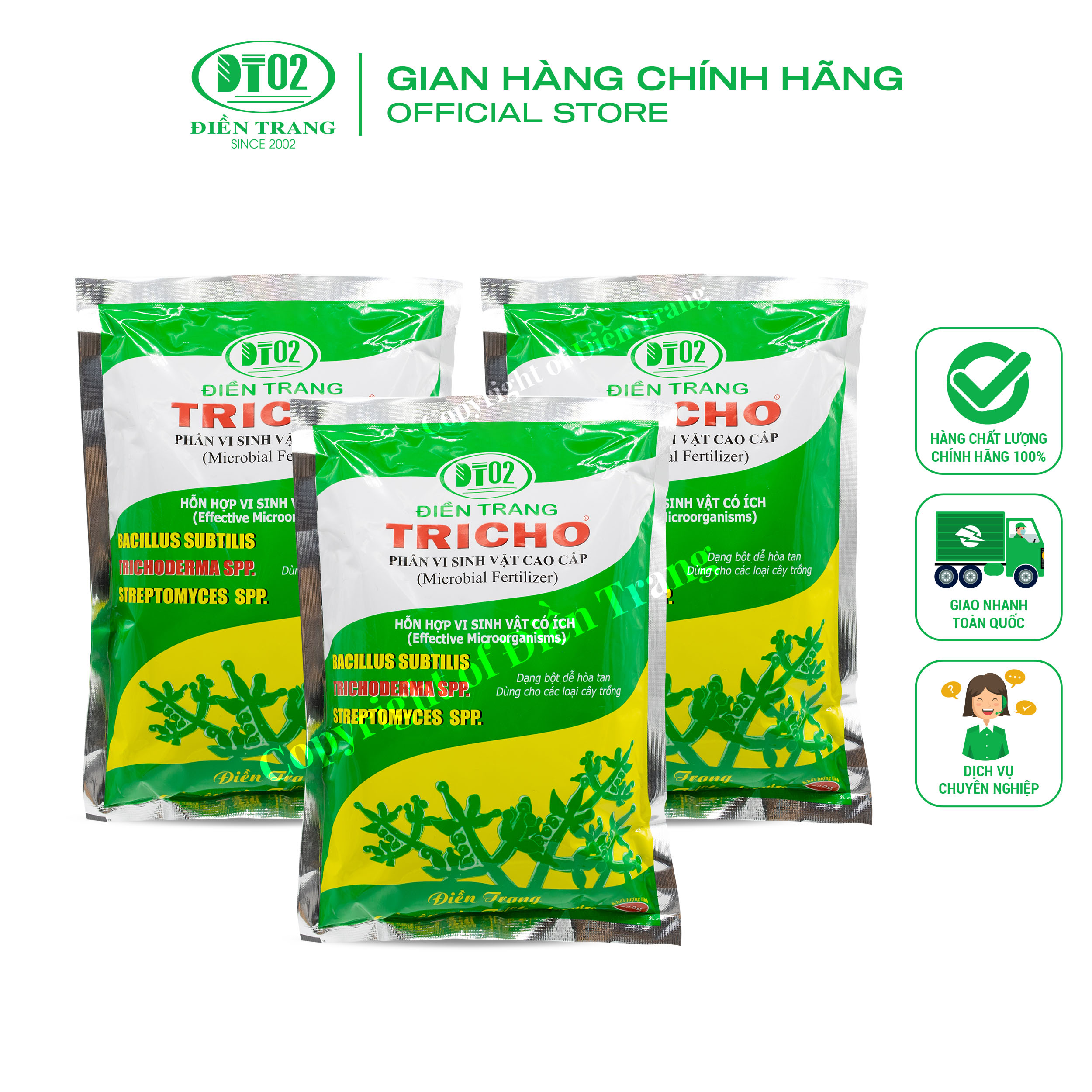 Combo 3 gói phân vi sinh vật Trichoderma 500g, nấm Trichoderma, men ủ, phòng ngừa hiệu quả bệnh vàng lá, thối rễ, phân giải lân khó tiêu.