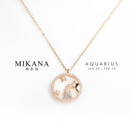 Mikana Zodiac Aquarius Mizugameza 18k Gold Plated Pendant Necklace accessories for women fashion korean free shipping sale japanese gift box