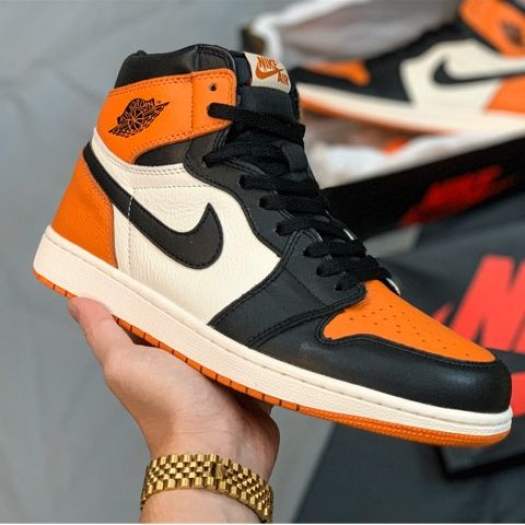 Giày thể thao, giày air jordan 1 Shattered Backboard, giày jordan đen cam cổ cao nam nữ phong cách thời trang