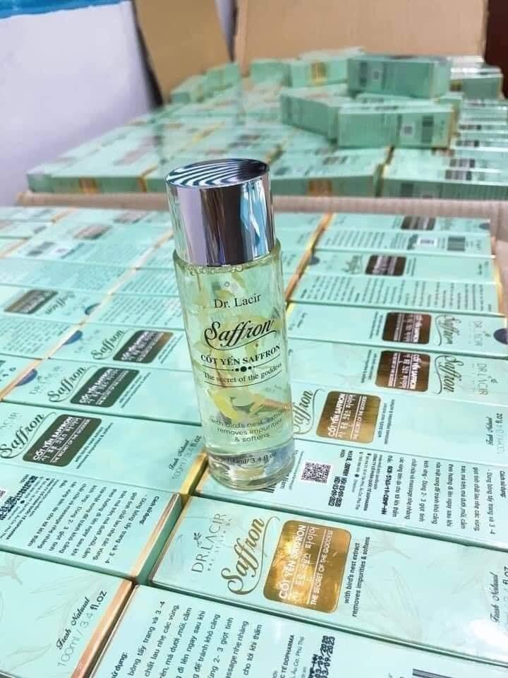 Toner cốt yến Saffron 100ml Dr.Lacir- Tặng 2 miếng mặt nạ thủy tinh dr.lacir