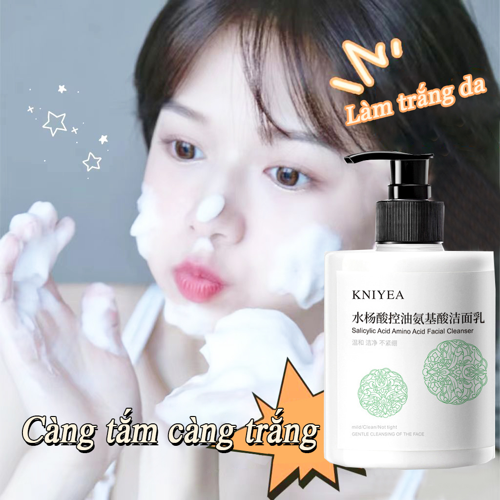 【axit amin】Sữa rửa mặt dưỡng ẩm làm trắng da , sữa rửa mặt kiểm soát dầu xoá mụn , sữa rửa mặt bong bóng 500ml , làm sạch sâu lỗ chân lông, loại bỏ mụn đầu đen và sừng, kiểm soát dầu giữ ẩm hiệu quả cao