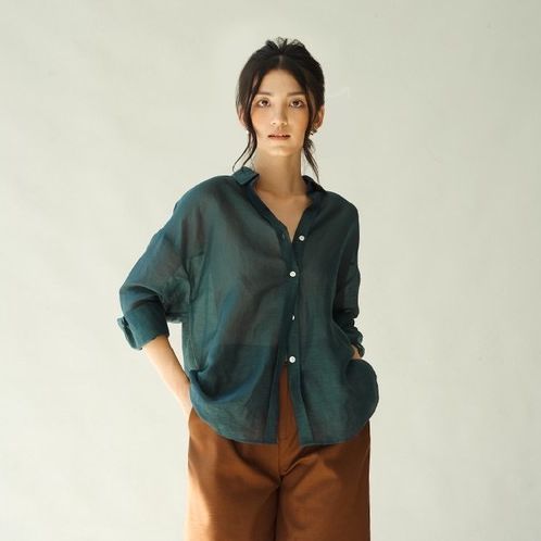 Áo sơ mi lụa xước 2nd date top036df