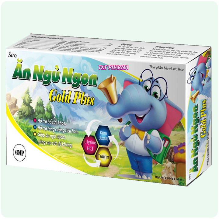 Siro Ăn Ngủ Ngon  Gold Plus - giúp ăn ngủ ngon, tiếu hóa tốt, tăng đề kháng cho trẻ từ 6 tháng tuổi - Hộp 20 ống x10ml chuẩn GM