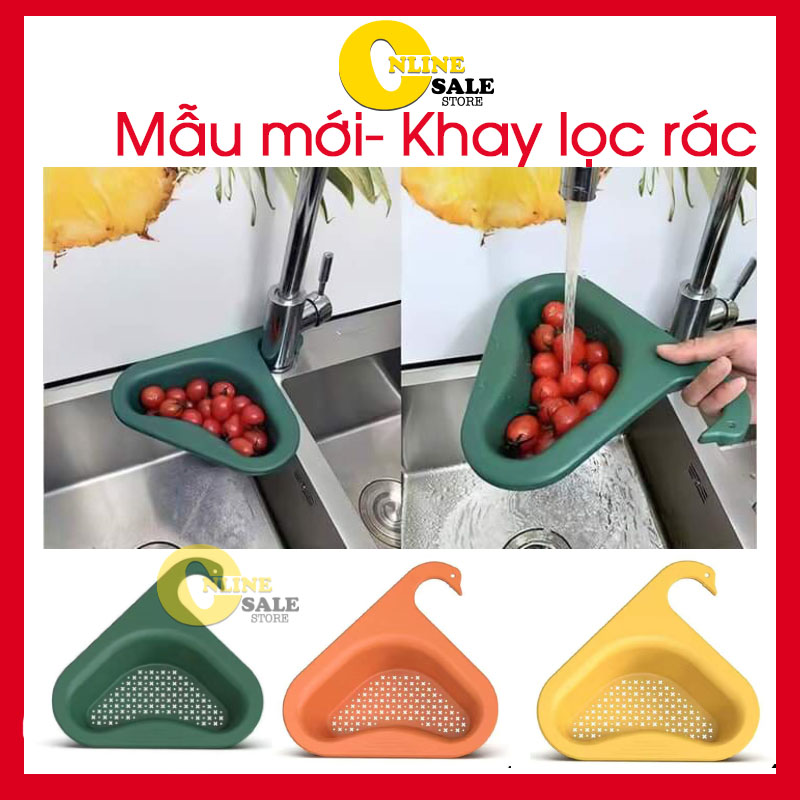 [Mẫu mới] Khay lọc rác đa năng gạt thức ăn thừa, rổ nhựa lọc rác bồn rửa chén, kệ tam giác để cạnh bồn mẫu mới