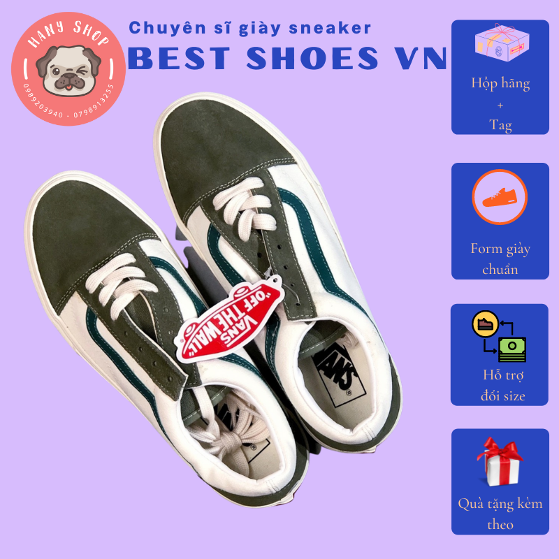 Giày thể thao da lộn nam nữ hình gợn sóng màu rêu khaki chất liệu siêu bền thoáng khí - Giày thể thao Retro Sport Apac - Giày bata - Giày đôi || Best Shoes VN