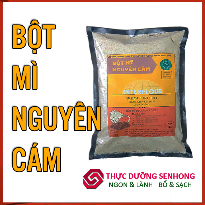 Bột mì nguyên cám (1kg) whole wheat flour - Bột mì cao cấp, hữu cơ, thơm, mịn