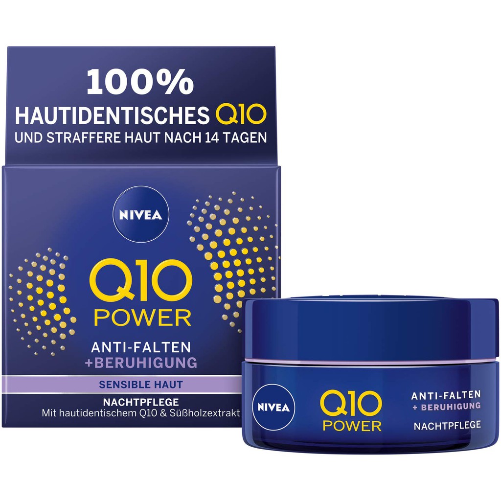 Kem dưỡng da nivea q10 chống nhăn ban đêm, kem dưỡng da nhạy cảm, nivea q10 power anti-falten ban đêm, 50 ml