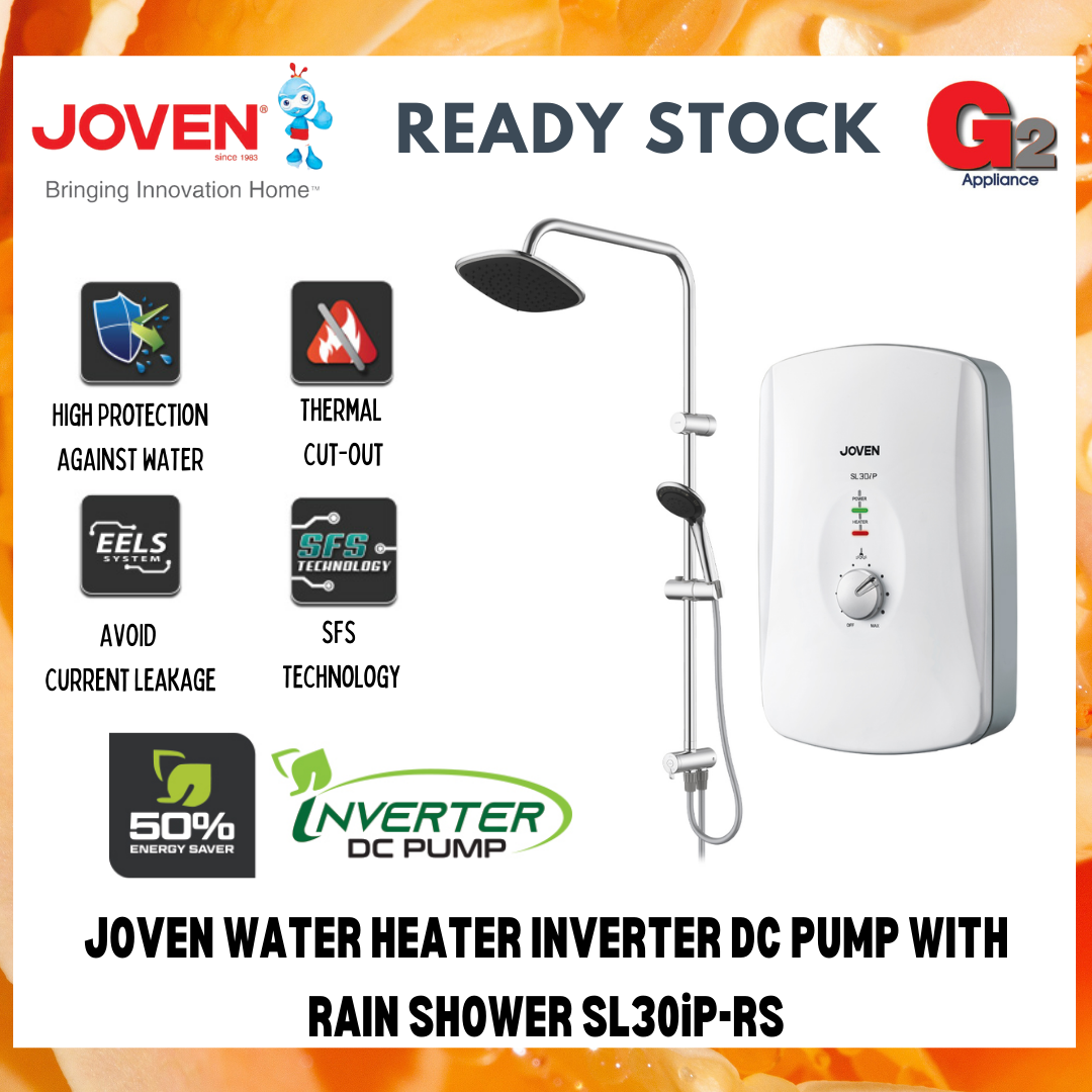 JOVEN INSTANT WATER HEATER INVERTER DC PUMP WITH RAIN SHOWER SL30iP-RS - JOVEN WARRANTY MALAYSIA
